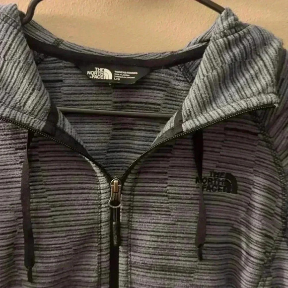 The North Face zip up hoodie, gray and blue, size large - Picture 3 of 7